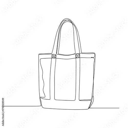 Canvas tote bag in minimalist one-line black and white illustration