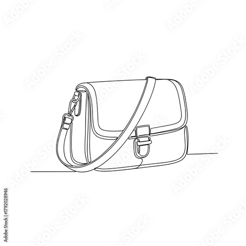 Crossbody bag in minimalist one-line black and white illustration