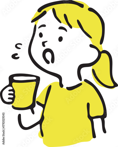Girl gargling mouth rinse illustration