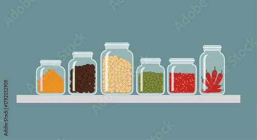 Stylish pantry jars filled with spices, coffee, beans and peppers add warmth and culinary inspiration to your modern kitchen design