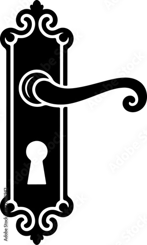 door handle with keyhole silhouette vector illustration