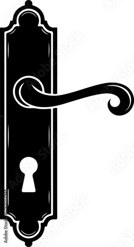 door handle with keyhole silhouette vector illustration