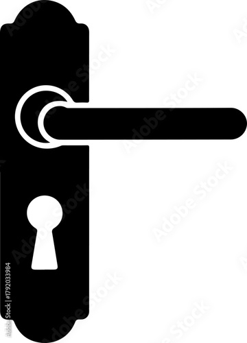 door handle with keyhole silhouette vector illustration