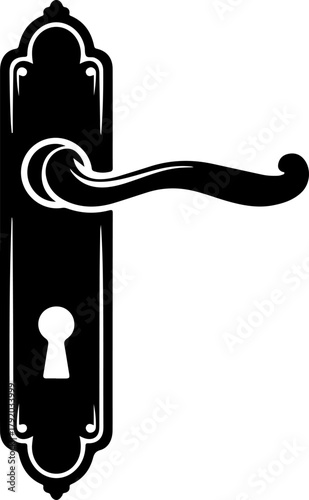 door handle with keyhole silhouette vector illustration