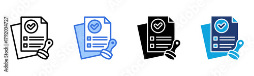Document Approval icon Multi Style Vector Illustration