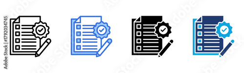 Document Verified icon Multi Style Vector Illustration