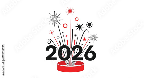 Festive 2026 new year celebration with abstract fireworks and celebratory elements