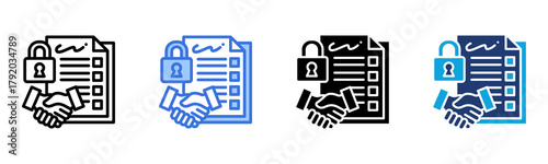 Security Contract icon Multi Style Vector Illustration