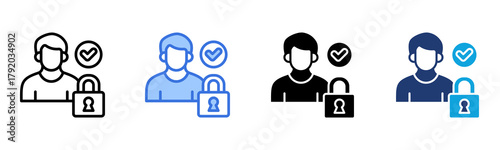 Locked Profile icon Multi Style Vector Illustration