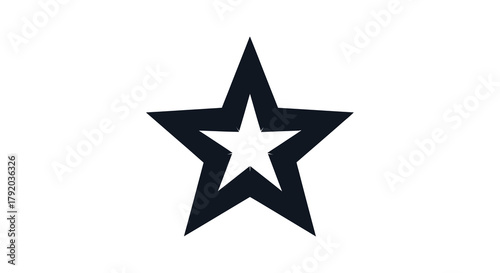 Bold black star shape with a white star inside on a white background