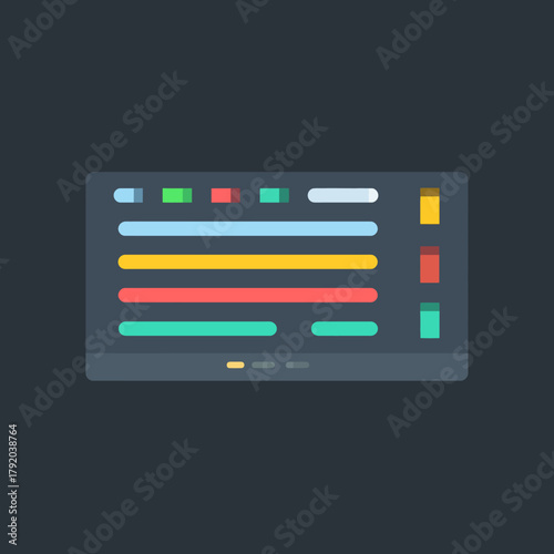 Flat design graphic of a financial data ticker