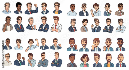 Businessmen headshots collection with transparent background
