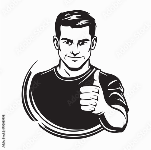 Happy Casual Young Man Giving Thumbs Up Vector