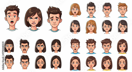 Diverse faces showing various emotions