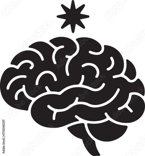 Brain With Star Intelligence Idea Genius Mind Creativity Insight Thought Discovery Inspiration Innovation Human Brainstorm Creative Concept Neurology Memory Neurology Icon
