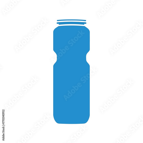 Blue sports water bottle silhouette icon for fitness and hydration needs isolated on white background, Vector