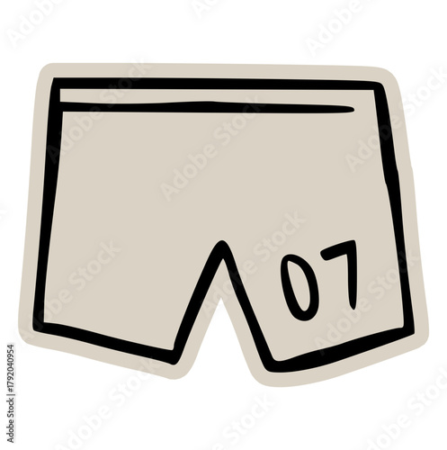 Soccer shorts scrapbook, doodle, sticker, collage icon, hand-drawn vector: football uniform, jersey, apparel, sport, clothing, player, team illustration for game, competition, training, fan merch