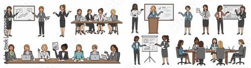 Business meeting presentation with diverse professionals