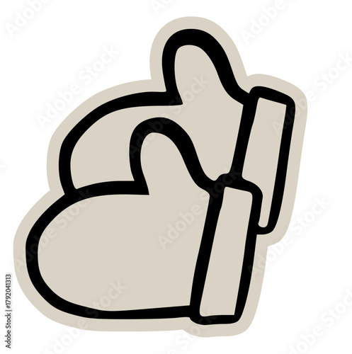 Hand Drawn Scrapbook Doodle Thumbs Up Icon Sticker: Minimalist Vector Illustration of Like, Agree, or Approval Hand Gesture for Social Media and Feedback Design