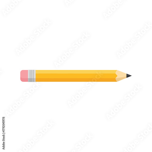 Yellow pencil with pink eraser on a white background   simple vector art isolated on white background, Vector