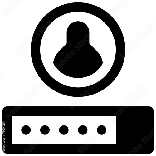 Password. Outlined stroke vector icon with black-filled details.