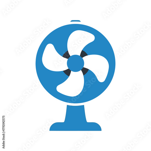 Blue table fan icon   simple vector graphic for cooling and airflow concepts isolated on white background, Vector