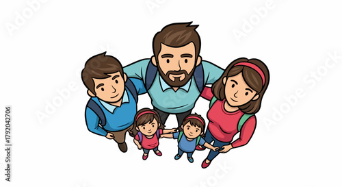Family portrait of parents and two young children