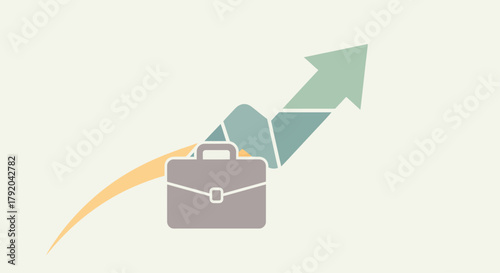 Illustration of a briefcase with an upward trending arrow, symbolizing business growth.