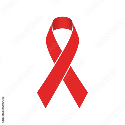 Red ribbon awareness symbol for world aids day and health campaigns isolated on white background, Vector