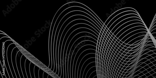 Abstract black and white background with a geometric spiral line pattern creating an optical motion illusion