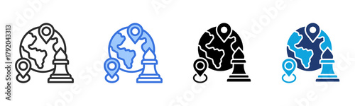 Global Strategy icon Multi Style Vector Illustration