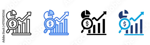 Chart Analysis icon Multi Style Vector Illustration