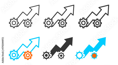 advancement icon set multiple style collection	
