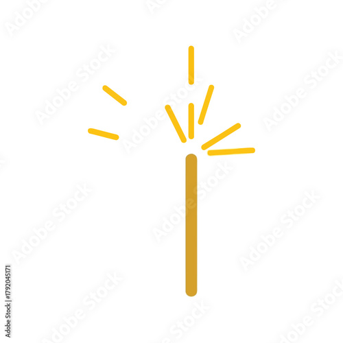 Golden sparkler with light bursts icon isolated on white background, Vector