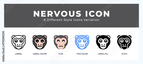 Nervous monkey set of simple icons great for web. app. presentation and more.