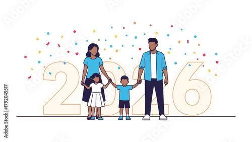 A Family Portrait: A family poses, symbolizing the bond between parents and children. They stand together, hand in hand, celebrating the bond of family and togetherness with a festive flair.