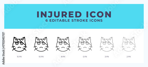Injured cat line icon. For web. And mobile app. Vector illustration.