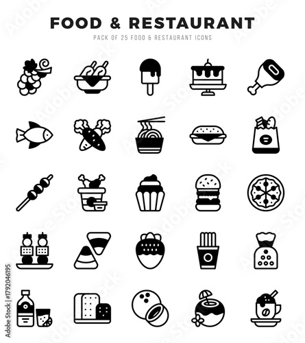 Food and Restaurant icons set for website and mobile site and apps.