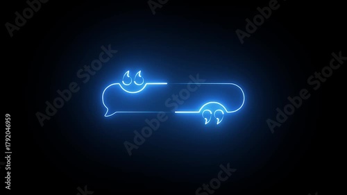 Text box template neon effect icon animation on black background .
