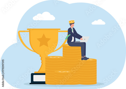 illustration of business profits when becoming a leading company in its field and class
