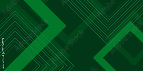 Abstract dynamic fluid green geometric with rectangular box lines gradient background. Vector