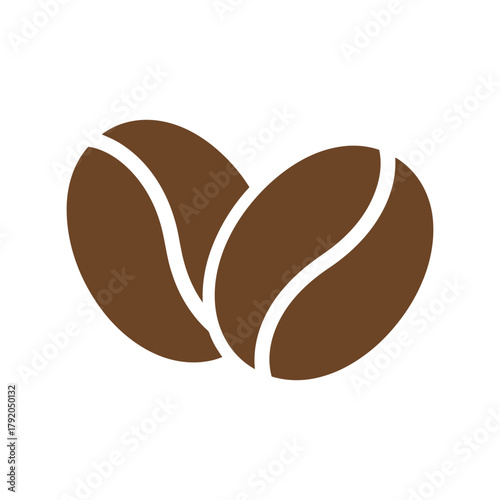 Vector illustration of two coffee beans on a white background, minimalist style isolated on white background, Vector