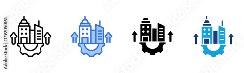 Infrastructure Project icon Multi Style Vector Illustration