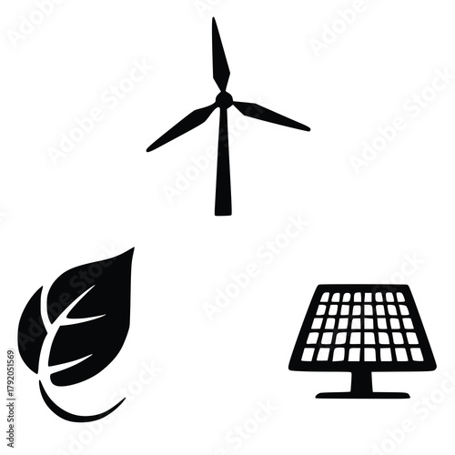 Ecological icons set of alternative energy sources for environment concept