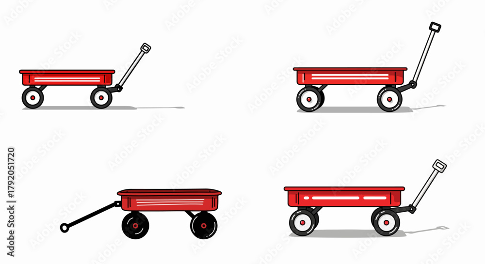 Fotografie Red children's wagon set with shadows