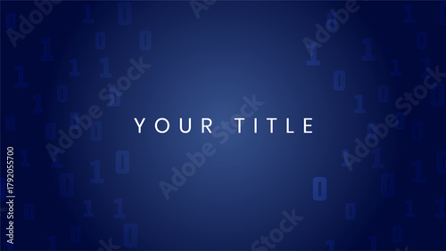 Blue Digital Background with Binary Code and Center Text Space