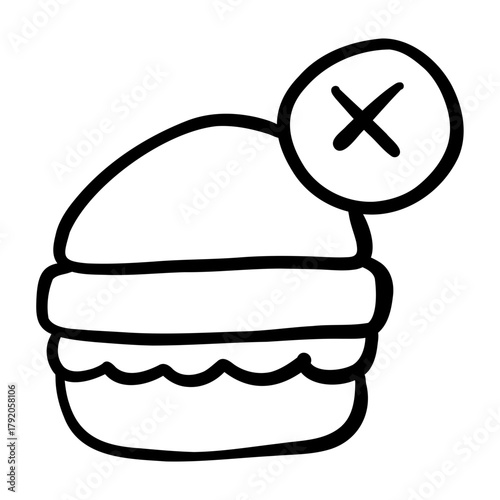 No Junk food hand drawn icon