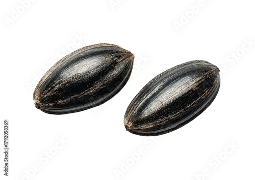 Wallpaper Mural Two black, striped sunflower seeds, isolated on black Torontodigital.ca