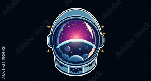 Bright music design illustration of headphones on blue sphere for business world energy