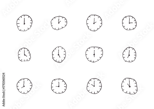 シンプルな時計の手描きイラスト